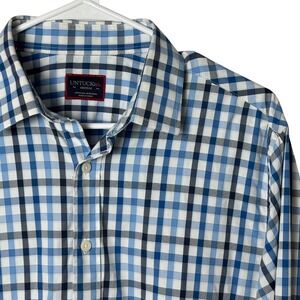 UNTUCKit Mezzacorono Medium Performance Plaid Button Down Shirt Blue 35157